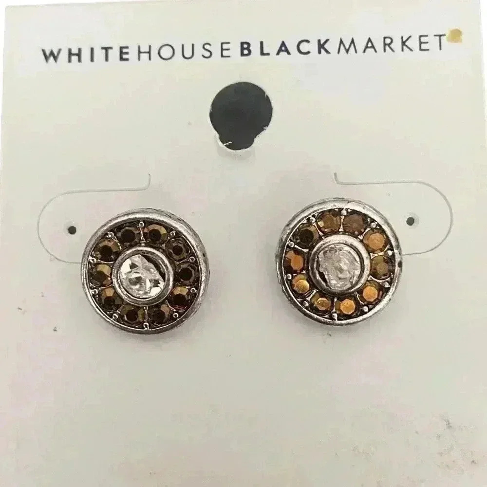 White House Black Market Round Gold Toned Earrings